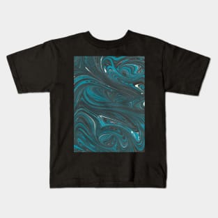 Blue Swirl Paper Marbling Kids T-Shirt